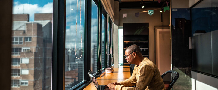 Young entrepreneur sitting in his office