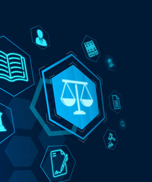 Legal advice concept on virtual screen