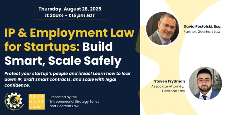 IP & Employment Law for Startups webinar poster