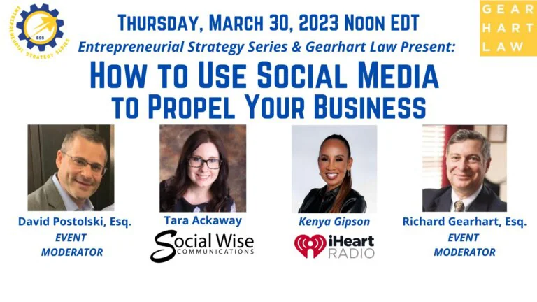 Flyer for a 'How to Use Social Media' event with headshots of the four speakers.