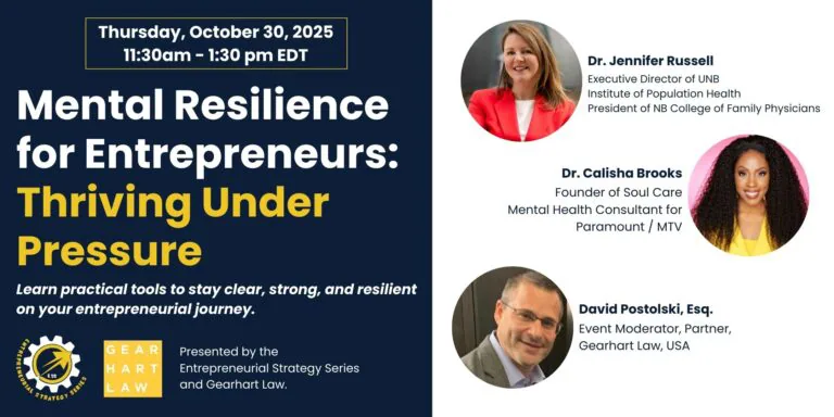 Webinar poster featuring Gearhart Law and ESS logos